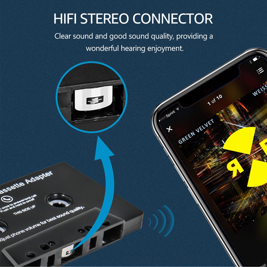 BT Cassette Adapter for Car with Stereo Audio Wireless Cassette Tape To Aux Adapter Smartphone Audio Tape Converter