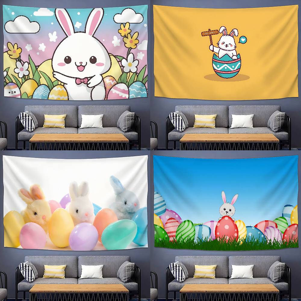 Easter Bunny Tapestry Wall Hanging Tapestry Art Deco Blanket Curtain Hanging At Home Bedroom Living Room Decor