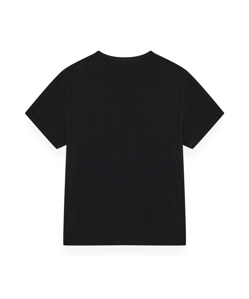 R-4 R-0072 / Короткая футболка-henley из терри(черный)
