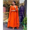 Women Anarkali Long Gown Kurta Pant Dupatta Set Party Wear Top Tunic Kurti Dress VF-20252a