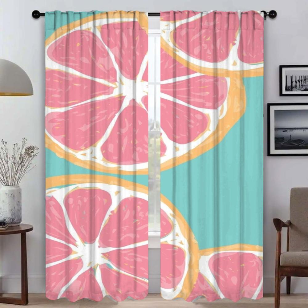 Modern Living Room Curtains for Camera Fruit Tulle for Bedroom Shades Partition Window Curtain Blackout Curtains 2 Pieces Child