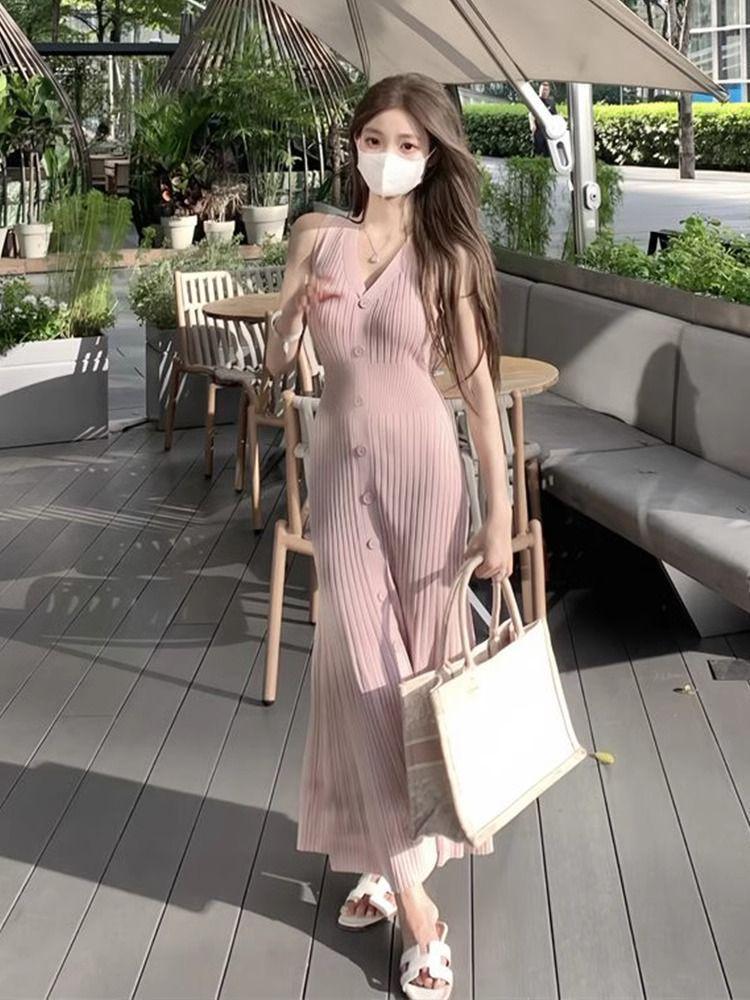 Элегантное платье-майка без рукавов из ледяного шелка с облегающим кроем для женщин