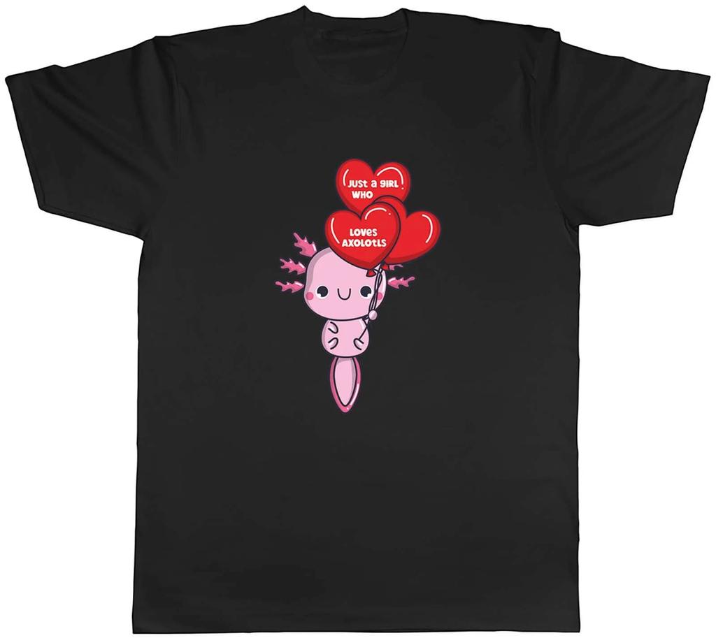 Girl Who Loves Axolotls Mens T-Shirt Aquatic Smiling Sea Creature Tee Gift