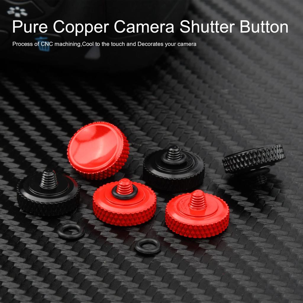 Yullmu Camera Shutter Pure Copper Soft Compatible with Fuji Leica Nikon and More Comfortable and Easier Installation Button, 2-Pack (Red & Black),