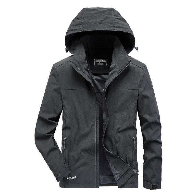 Весна и осень Новая мужская куртка Повседневная с капюшоном Модная мужская куртка большого размера Свободная мужская куртка