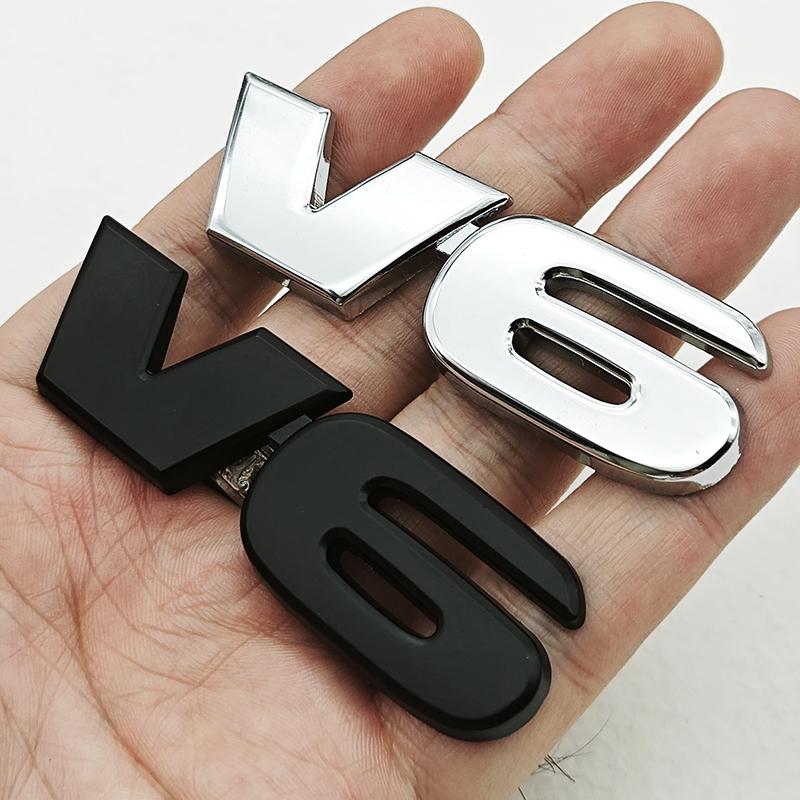 3D Металлический Стайлинг Автомобиля Логотип Двигателя V6 Значок на Переднюю Решетку Радиатора Эмблема на Задний Багажник Наклейка на Боковое Крыло Кузов Автомобиля Авто Аксессуары для Внешнего Вида