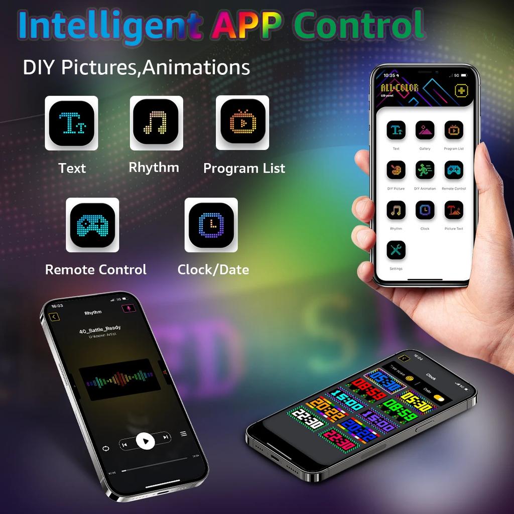 Автомобильный светодиодный дисплей Рекламный свет Автомобильный знак Гибкая матричная панель С пультом управления через приложение DIY Шаблон Анимация Экран дисплея