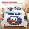 Custom Name,New York Islanders Pattern Bedding Home Decoration Birthday Gift ( 1 duvet cover + 2 pillowcase, without core),fan merchandise.