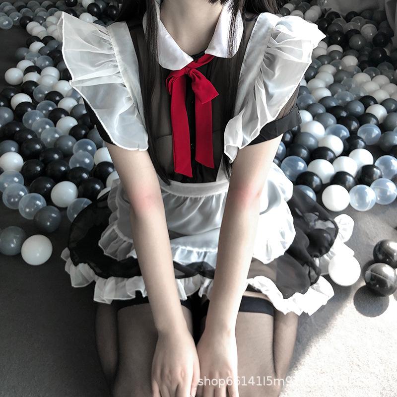 Сексуальное нижнее белье униформа соблазнение ремень фартук сетка перспектива косплей сексуальный костюм горничной 2426