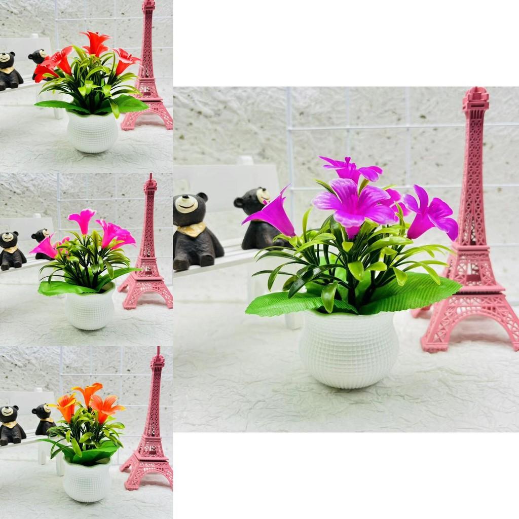 Faux Lily Flower With Durable Plastic Material For Desk Decoration And Gift Item