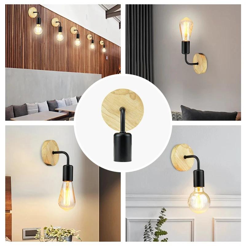 Простой настенный светильник из железа/дерева, панель для внутреннего и наружного освещения, спальни, гостиной, домашнего декора E27 85-265 В постоянного тока, проводка, настенный светильник