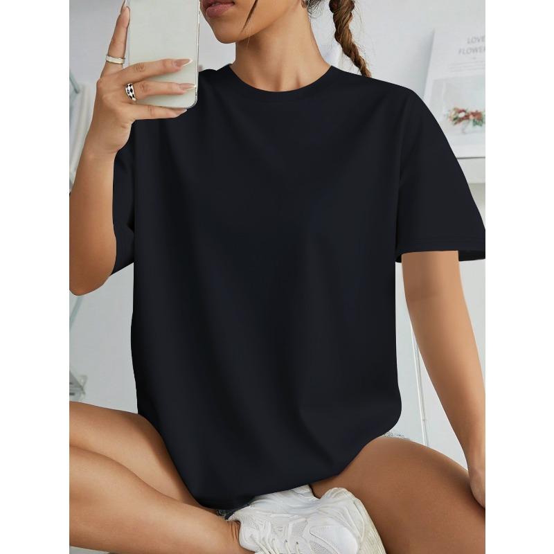Women's Russian Womanhood Text Print T-Shirt Casual Short Sleeve Round Neck All-Season Cultural Apparel Top