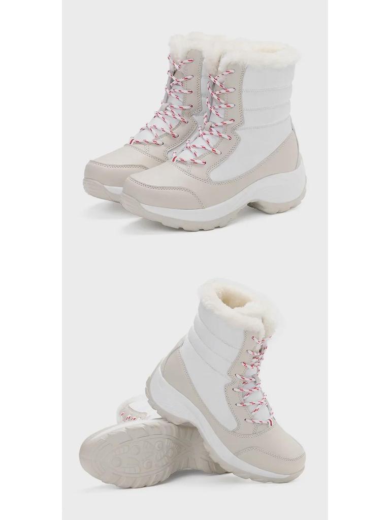 Женские зимние ботинки 2024 года, с внутренней отделкой, нескользящие, высокие, большой размер 42, плюс бархатное утепление