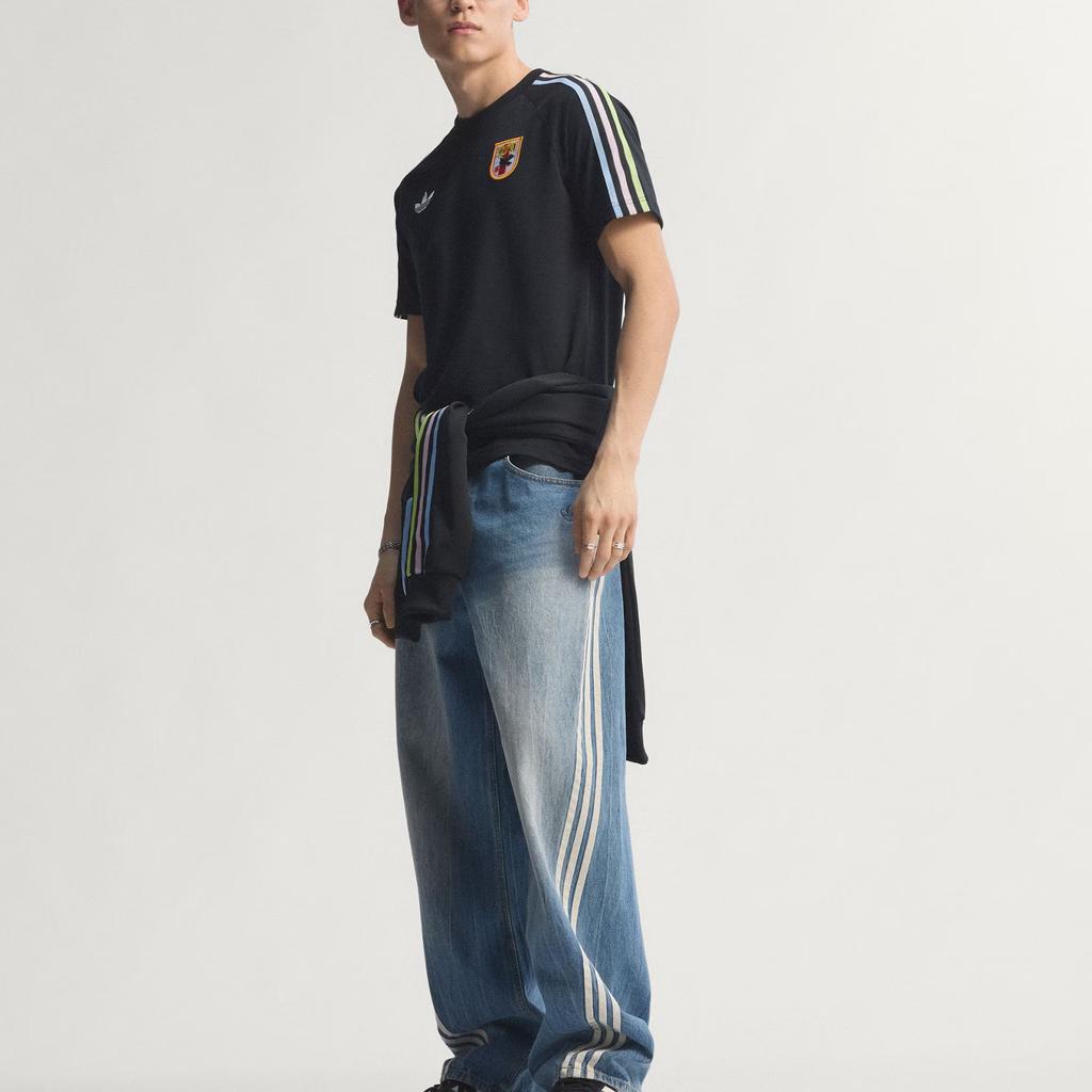 adidas Оригиналы Япония Ретро Футбол Повседневная Культура Облегающий Крой Вязаный В Полоску Футболка С Коротким Рукавом Мужские Топы KA1521