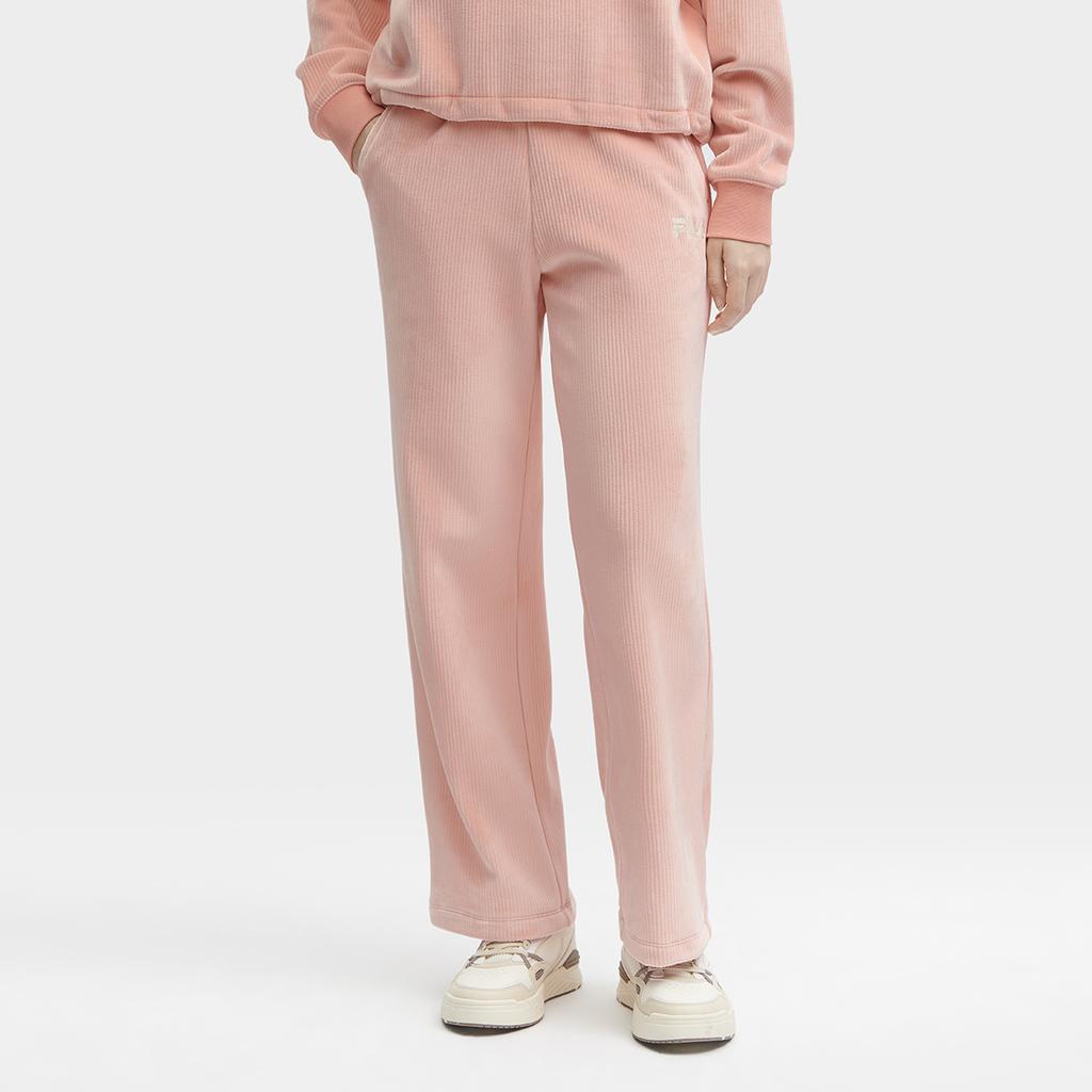 Fila Однотонные трикотажные повседневные брюки прямого кроя Женские брюки Сахарно-розовый F11W349602F-PK