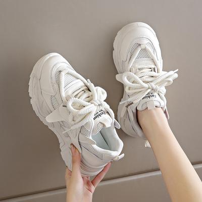 Женские кроссовки «папины кроссовки» 2024 весна новинка студенческие корейская версия ins тренд интернет-знаменитость увеличение роста универсальные туфли на платформе повседневная обувь