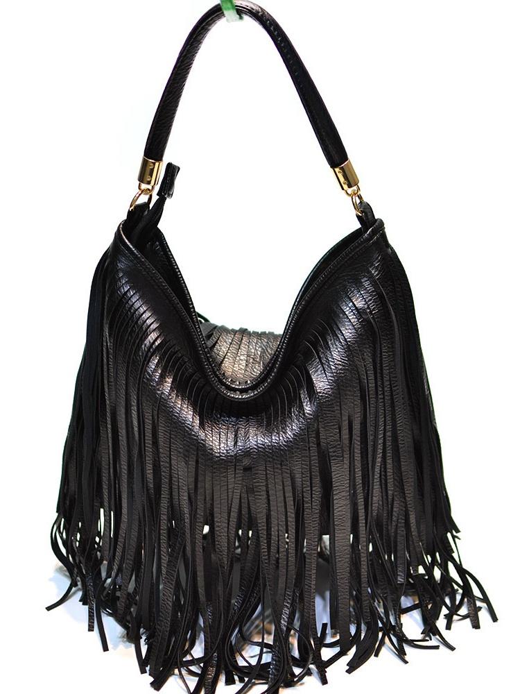 Trendy Tassel Bucket Bag Women's Large Capacity Underarm Bag Urban Minimalist Style Soft Leather Handbag Versatile Crossbody Bag