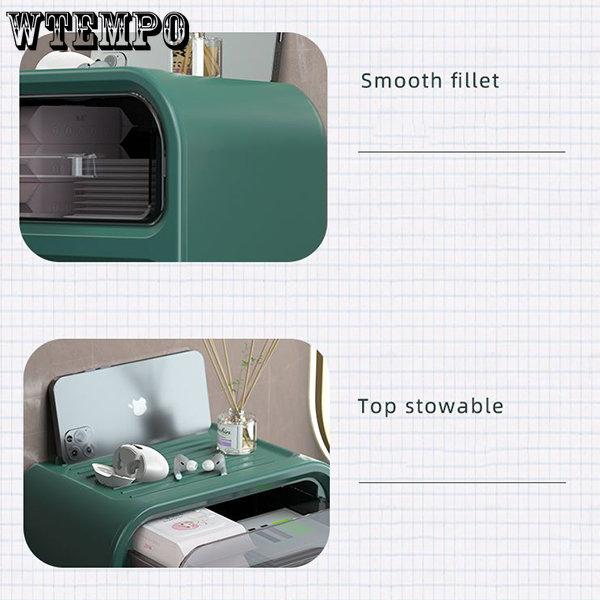 WTEMPO Коробка для туалетной бумаги Стеллаж для хранения туалетной бумаги Водонепроницаемая неперфорированная полка для салфеток Высококачественная настенная коробка для рулонной бумаги