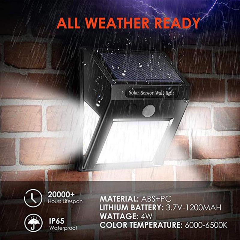3 Sides LED Solar Power Wall Light Motion Sensor IP65 Waterproof for Outdoor Street Garden Yard Security Lamp