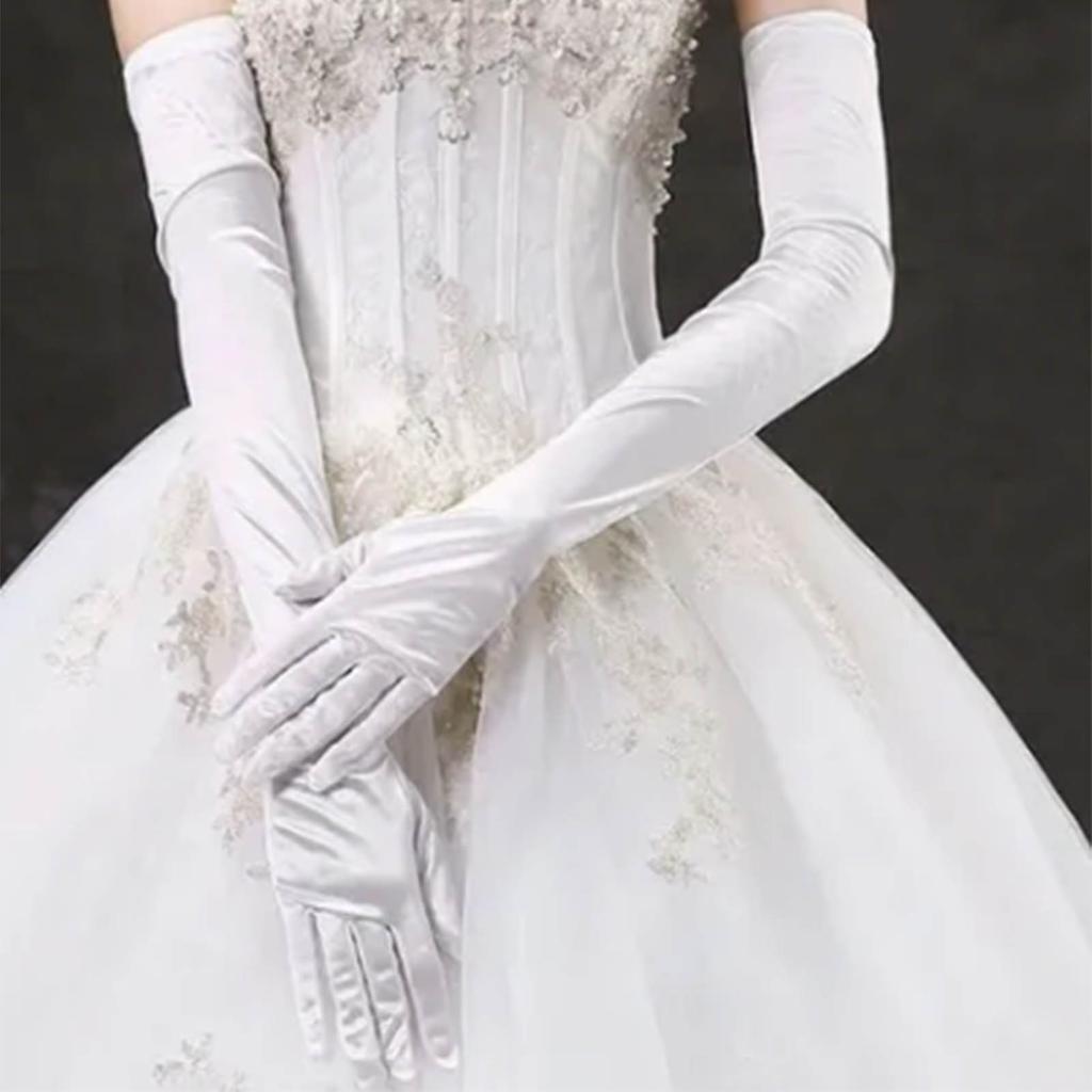 Bridal Satin Finger Gloves Long Elegant Fashionable Women Wedding Gloves for Party Performance