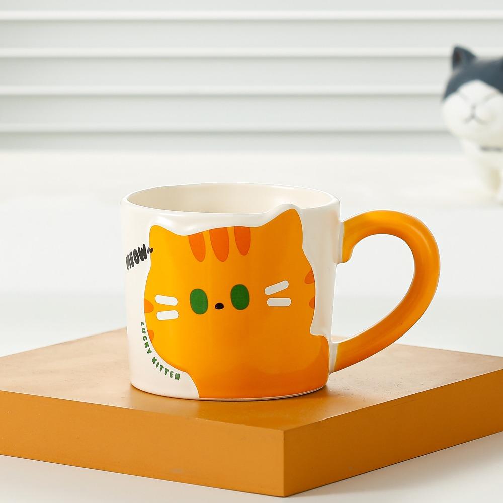 Cute Design Coffee Mug Cat Pattern Ceramic Mug Decorative Accessories Milk Cup  Gift Giving