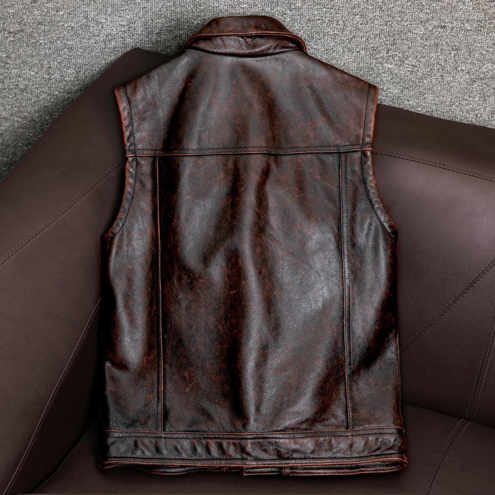 Мужской жилет из натуральной кожи, короткая куртка без рукавов, приталенный, осенняя мода