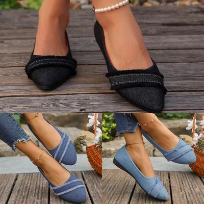 Женские джинсовые повседневные туфли на плоской подошве для ходьбы, с круглым носком, на массивном блочном низком каблуке, дышащие, удобные, износостойкие, модные, нарядные, для улицы, для путешествий, повседневные туфли