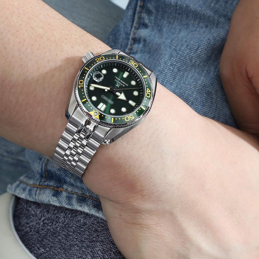 20mm Metal Watch Band Stainless Steel Jubilee Bracelet V Clasp for Seiko 1968 Mechanical Divers Modern Design MM200