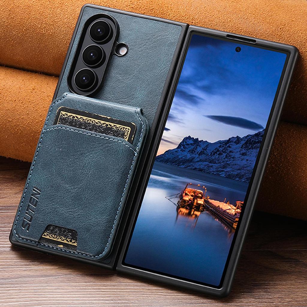 Чехол-подставка с отделениями для карт из кожи SUTENI для Samsung Z Fold 7/6/5
