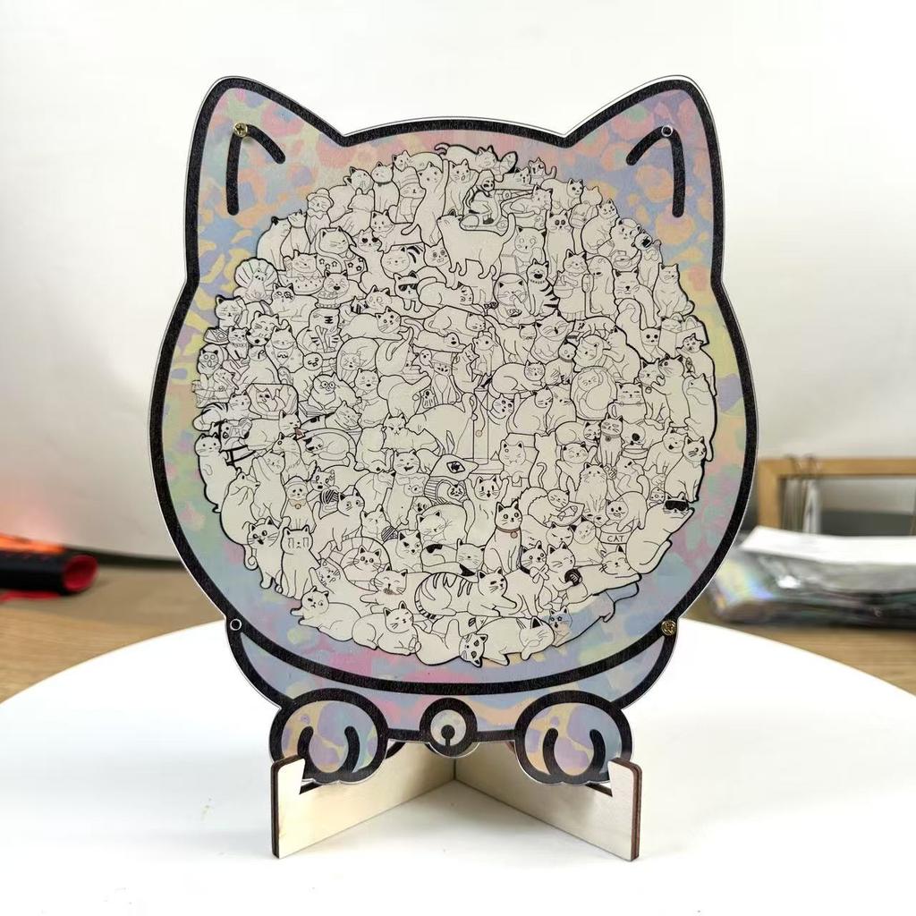 Деревянный пазл в форме кошек - Уникальный деревянный пазл в форме животных в подарок