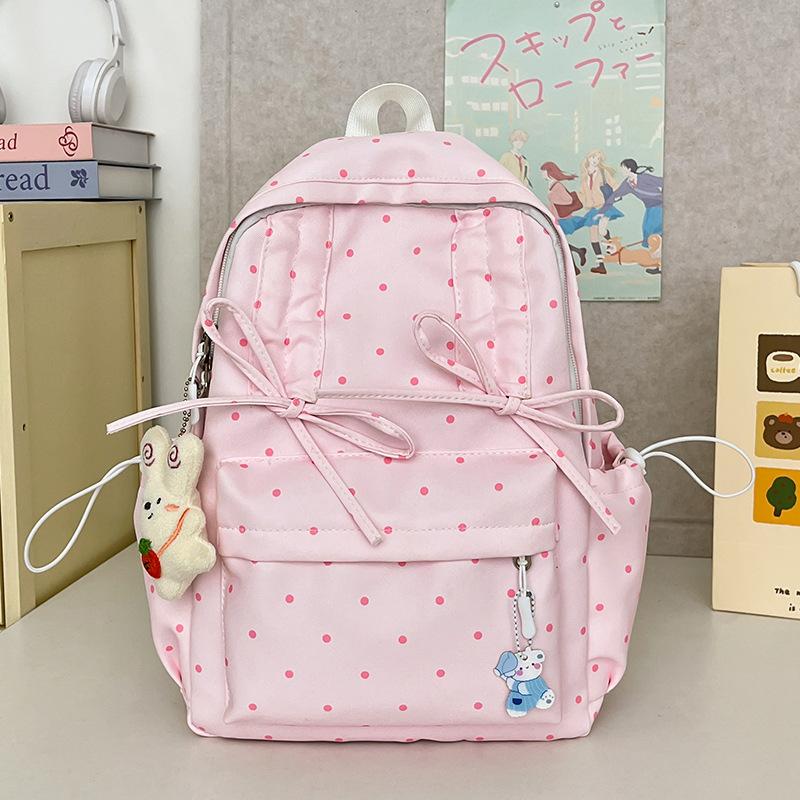 School Bag Schoolbag Ins Wind Public High Value Polka Dot Korean Girl Light First Big Travel Backpack