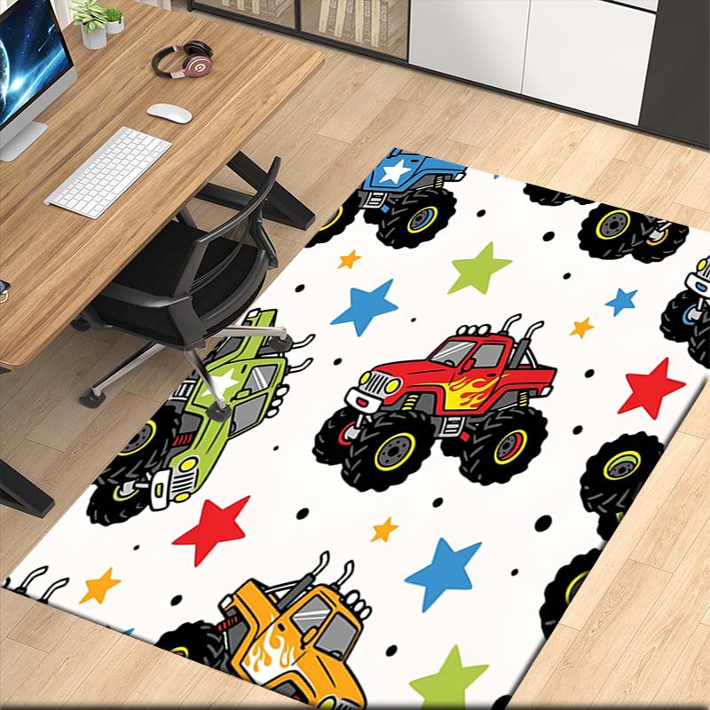 Truck Printed Carpet, for Office Chair Living Room Bedroom Kitchen Room Decor Gifts.