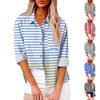 Женская свободная повседневная рубашка на пуговицах с длинными рукавами и лацканами, полосатый клетчатый принт и карманный кардиган