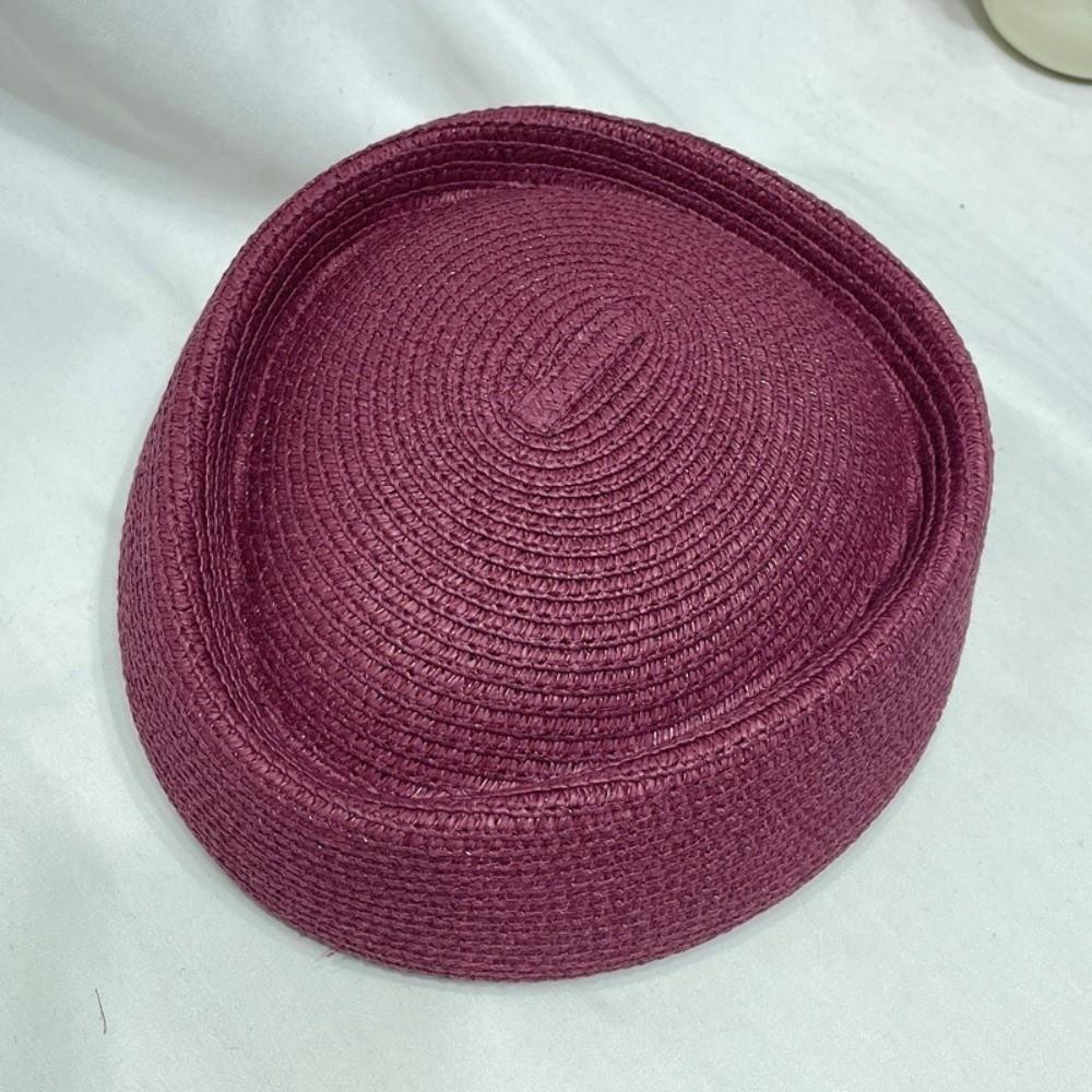 Teardrop Flight Attendant Hat Classic Vintage Sun Hat Women Straw Beret Hat  Wedding Party