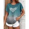 Летние женские топы с круглым вырезом, футболка, модный тренд, футболка с коротким рукавом, градиентный стиль, любовь, принт, размер, свободная женская одежда