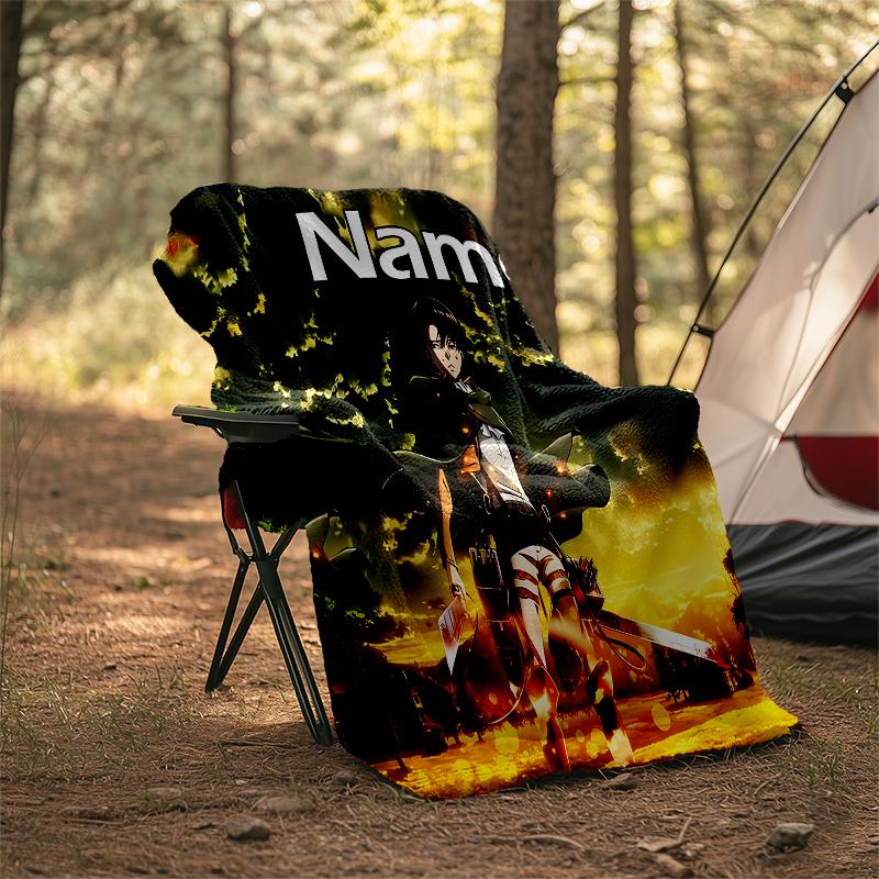 Personalized Custom Name Blanket - Attack on Titan Print Design,Blanket for Sofa,Bed,Travel,Camping - Soft and Warm, Great Gift