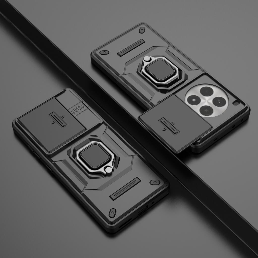 For OnePlus Ace 3 Pro 5G Case PC+TPU Ring Kickstand Phone Protector with Lens Cover