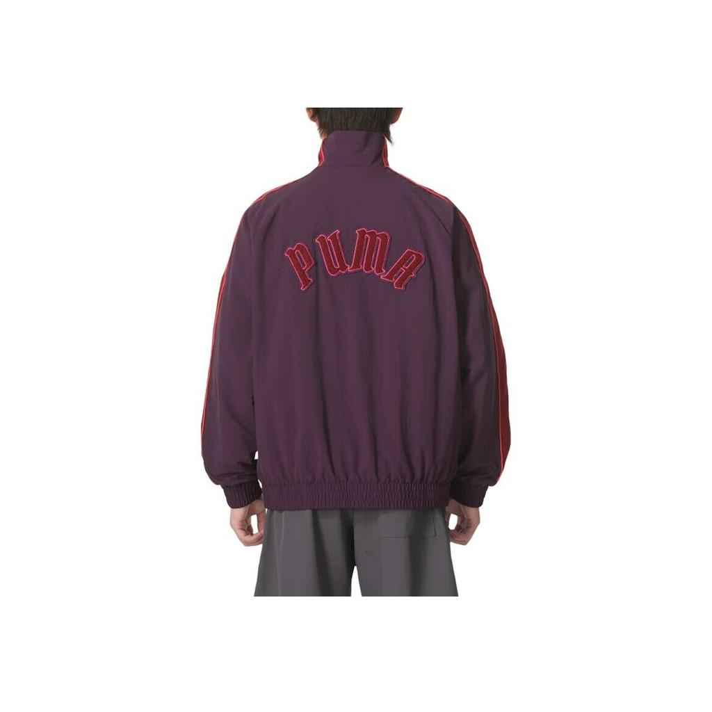 Puma Play Loud T7 Outdoor Casual Retro Color Block Sports Stand Collar Jacket Unisex Jacket Dark-Red 629048-44