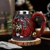 Кружка для пива из нержавеющей стали 600 мл, ретро танкard, кофейная чашка, стакан для чая, средневековая кружка из смолы с драконом для любителей фэнтези