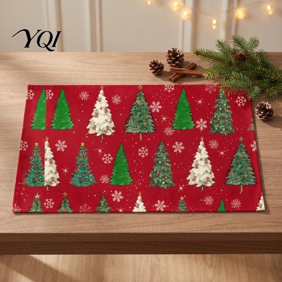 Linen Placemat Set 4Pcs Christmas Set, Cartoon Snowman Gingerbread Gnome Table Heat Insulation Pads Mat, Resistant Place Mat for Holiday Party
