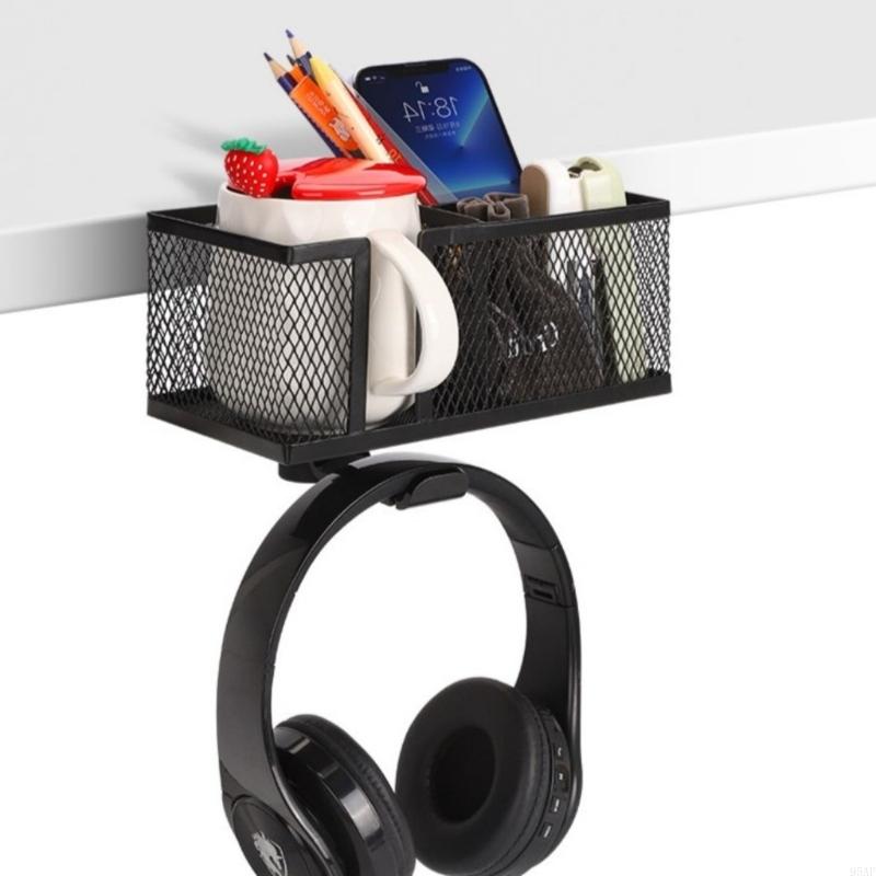 95AF Under Table Drink Tray Headphone Hanger for 0.8-5.6cm Thick Surfaces Desk