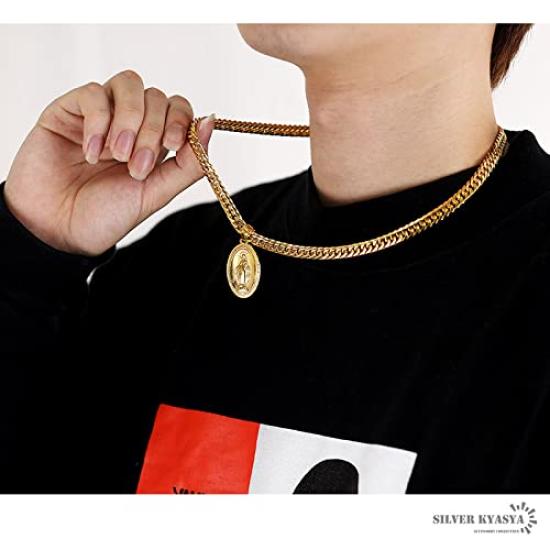 Ожерелье Kihei Double Cut, 18-каратное ожерелье с медалью Miraculous, отделка Gold 18K, подвеска Virgin Medal, серия HIPHOP B, 50 см, 60 см, эксклюзивная коробка в комплекте