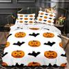 3D Print Halloween Bedding Set, Halloween Cartoon Jack O' Lantern Tombstone Skulls And Bones 2-3Pcs Polyester Duvet Cover Set