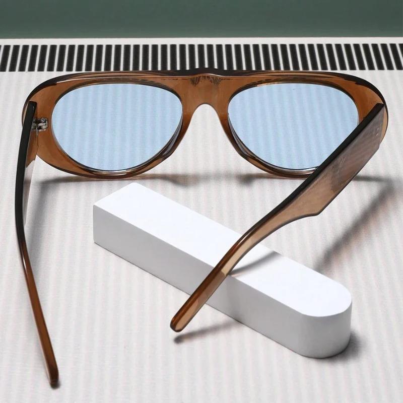 Модные Новые Ретро Овальные Солнцезащитные Очки с Большой Оправой Модные Аксессуары Минималистичный Дизайн Солнцезащитные Очки Устойчивые к УФ-излучению Женские