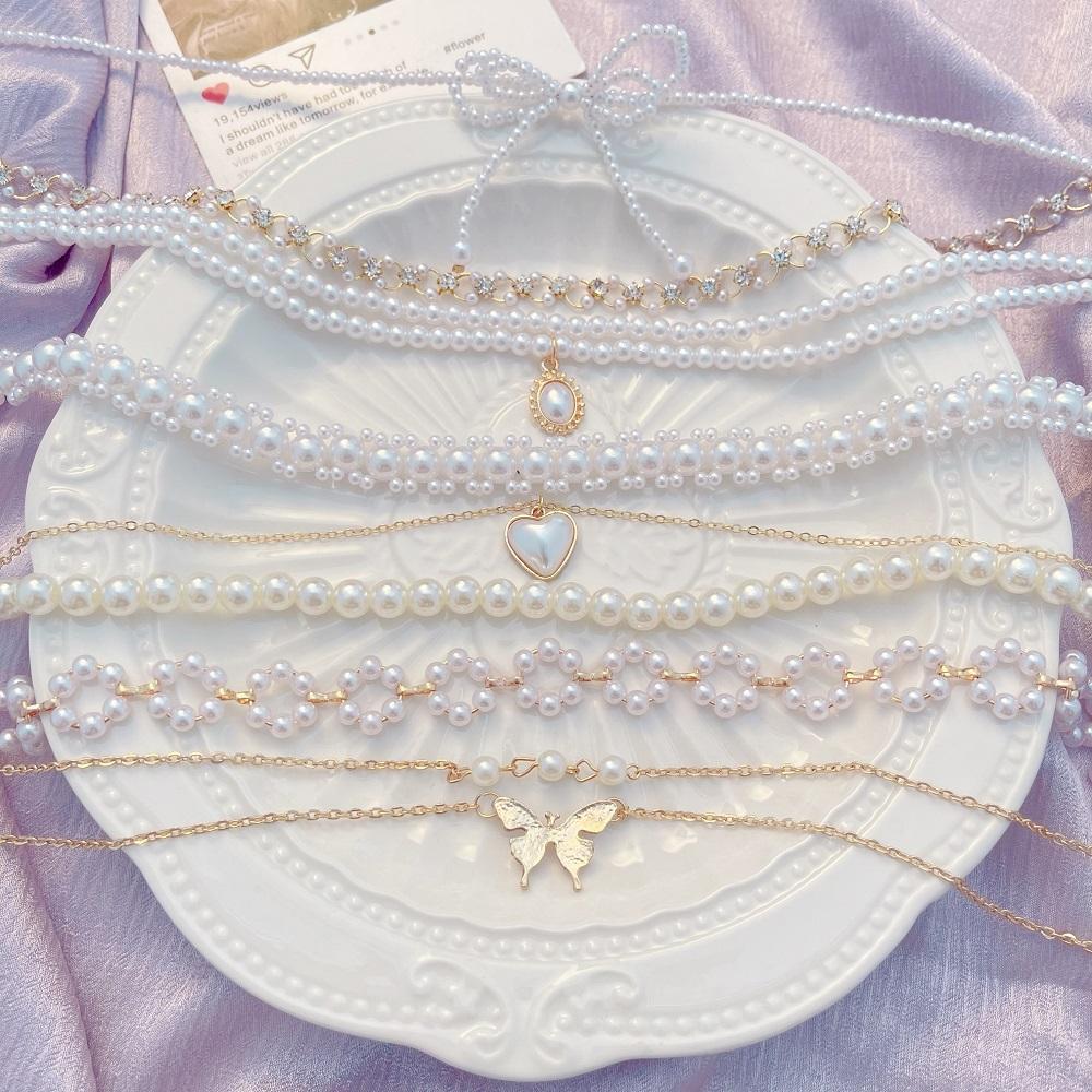 iF ME Retro Pearl Necklace Korean Pendant Necklaces Women Jewelry Accessories