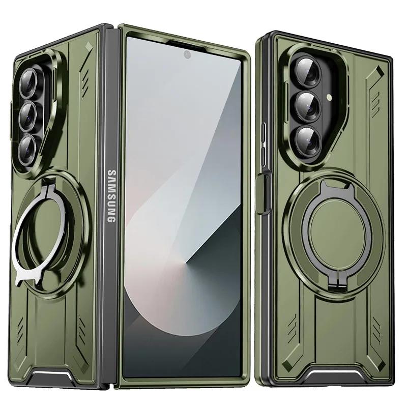 Бронированный чехол для Samsung Galaxy Z Fold 7 5G с защитой камеры-слайдера, чехол для телефона для Galaxy Z Fold 6 с магнитной подставкой-кольцом