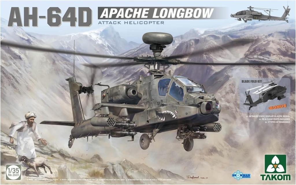 Пластиковая модель ударного вертолета армии США Apache Longbow Tacom TKO2601, цветное литье 1/35 AH-64D