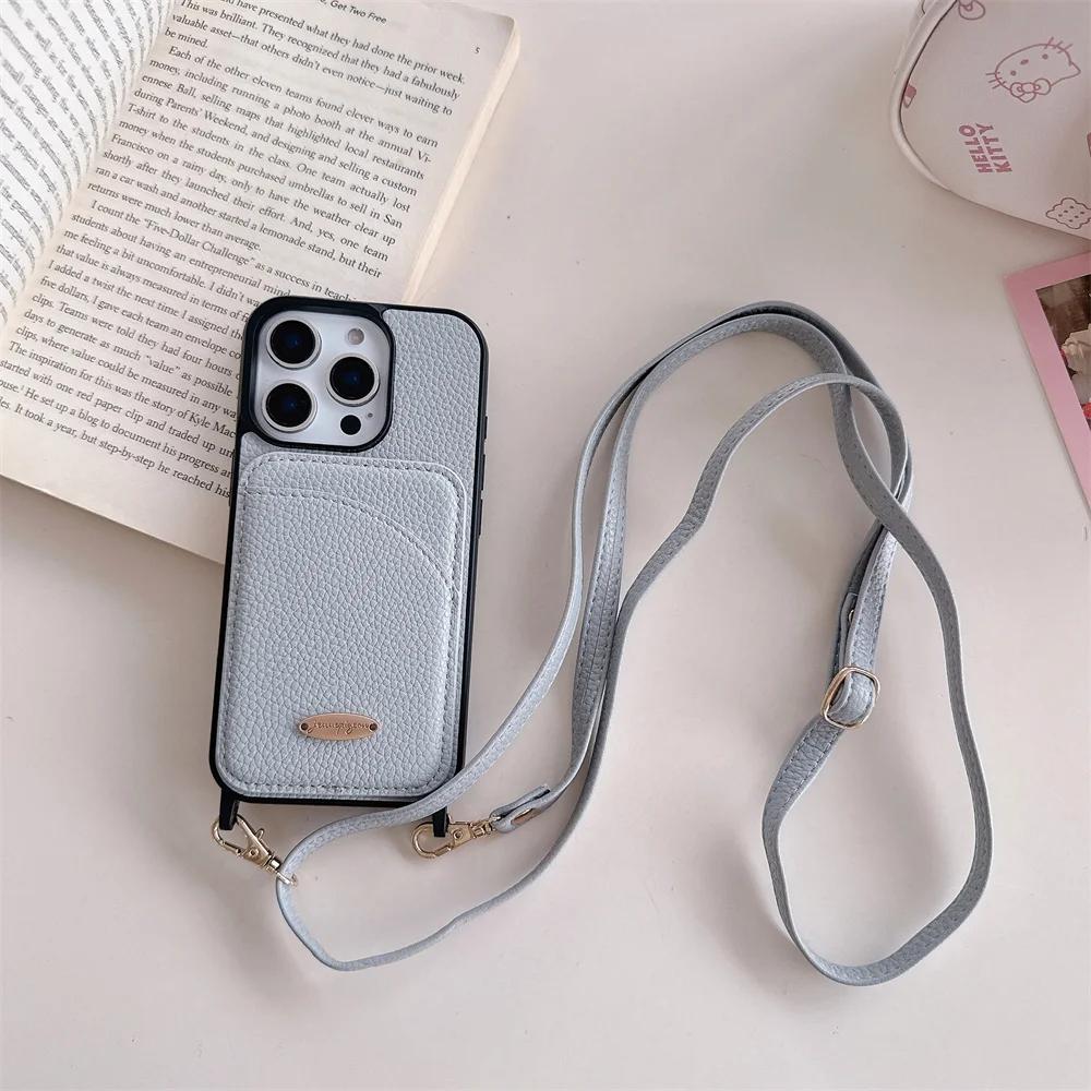 Кожаный защитный чехол-шнурок через плечо для iPhone 13 12 Mini 16E 16 15 14 11 Plus Pro Max, чехол-кошелек с держателем для карт