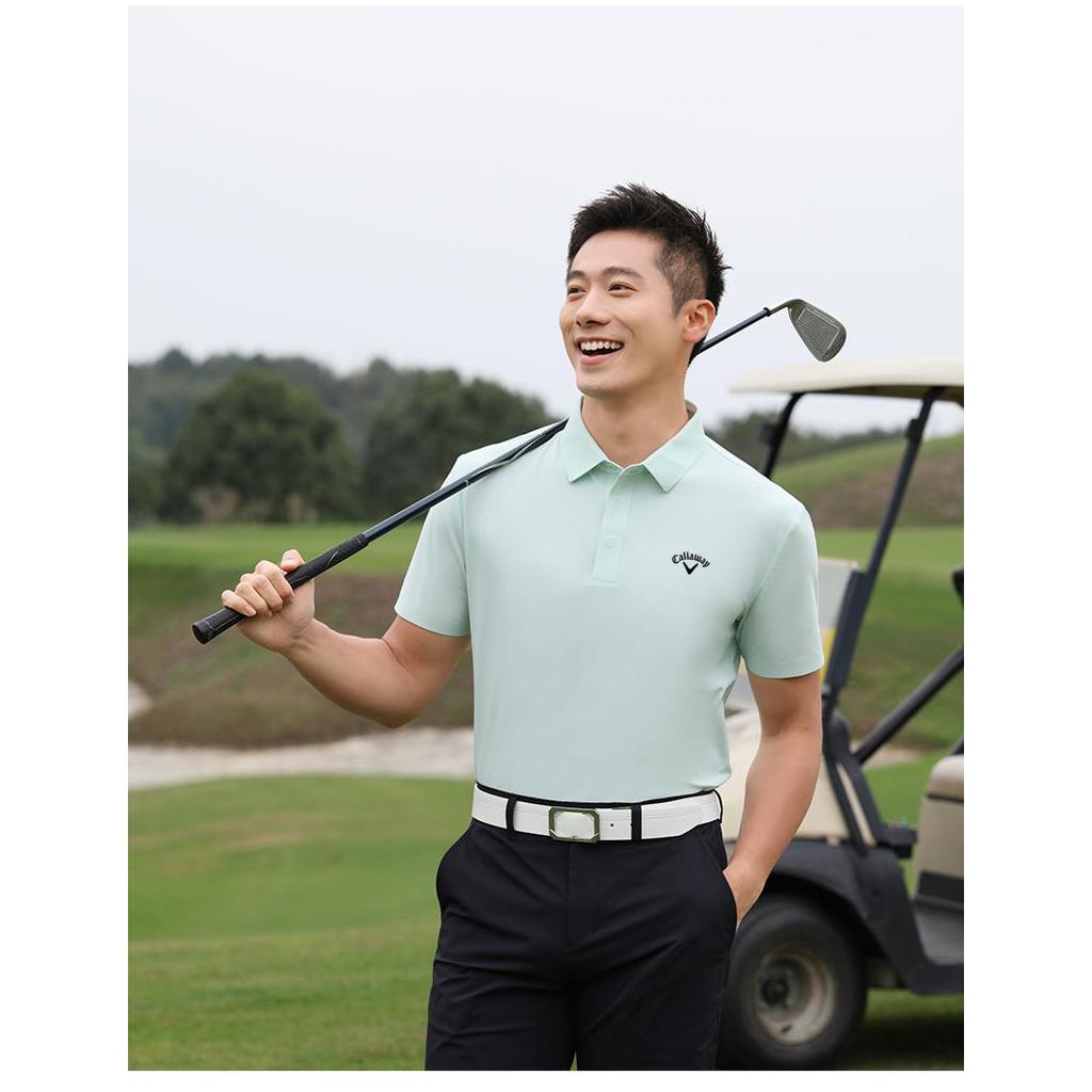 Callaway 2025 Лето Лето Вышитая Гольф Бизнес Досуг Спорт Стиль Водная Рябь Однотонная Рубашка Поло