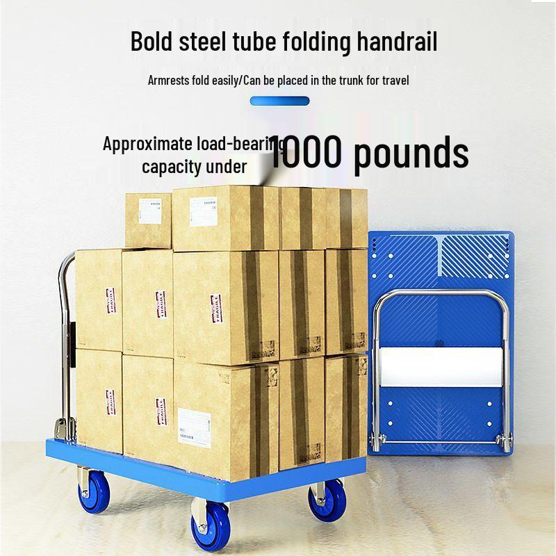 Lightweight Folding Handcart: Portable Silent Flatbed Trolley for Moving Goods and Household Use